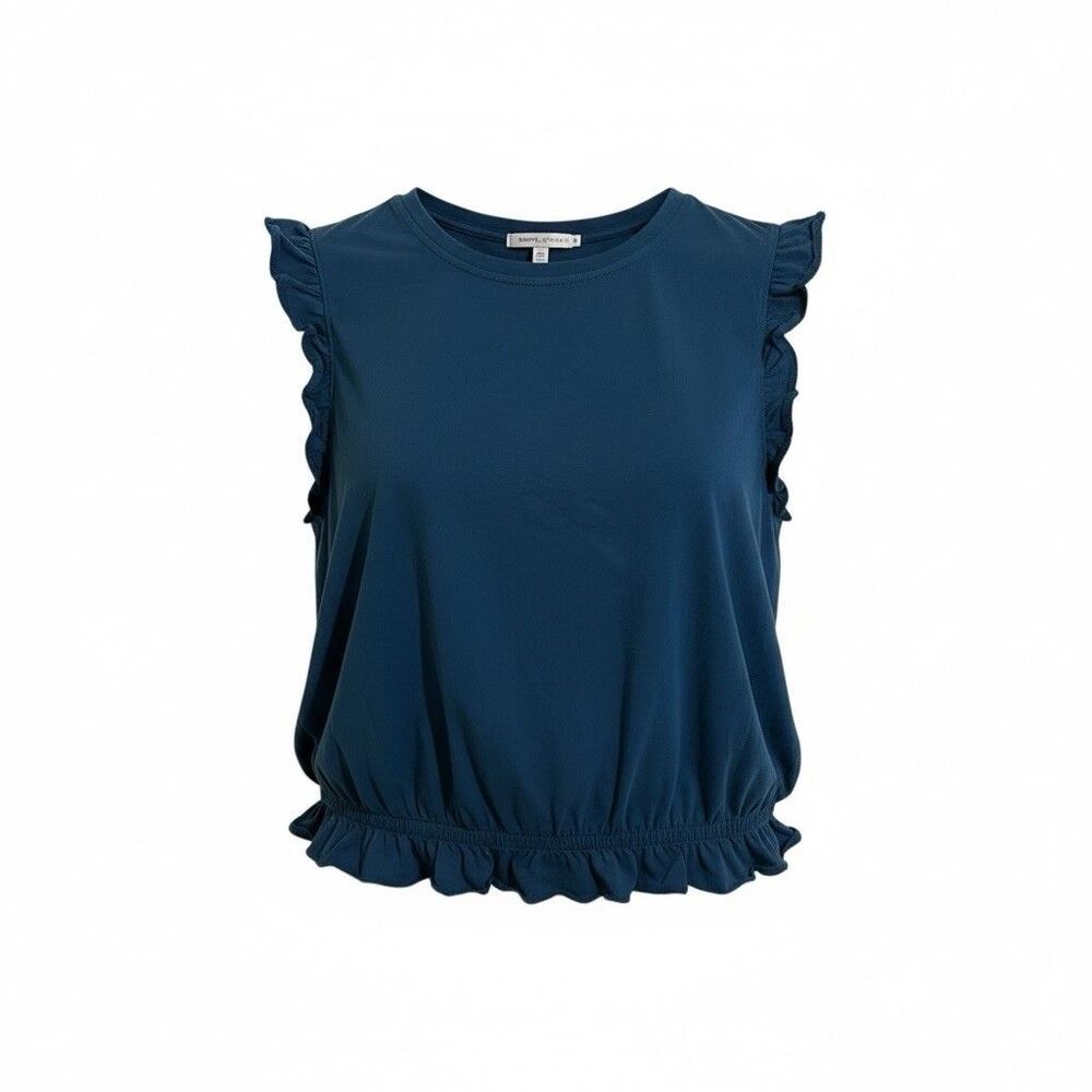 NWT Melrose and Market‎ Ruffle Cap Sleeve Top Blue Size 2X Plus Size Smocked Hem